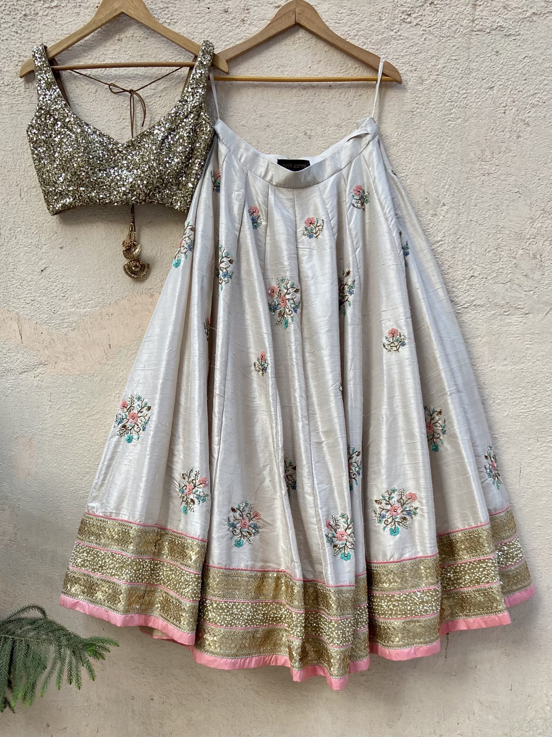 Off White Lehenga with Colourful Embroidery image 1