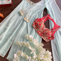 Sea Green And Red Palazzo Set image 0