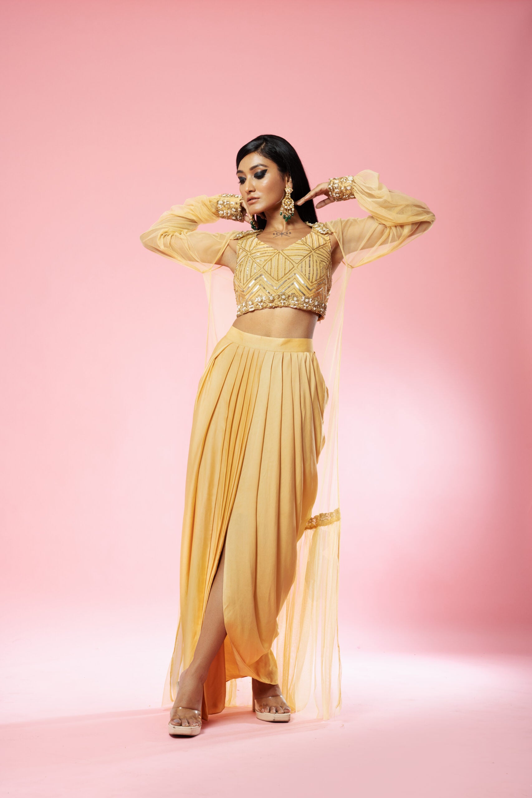 Golden Co-ord Dhoti Set image 3