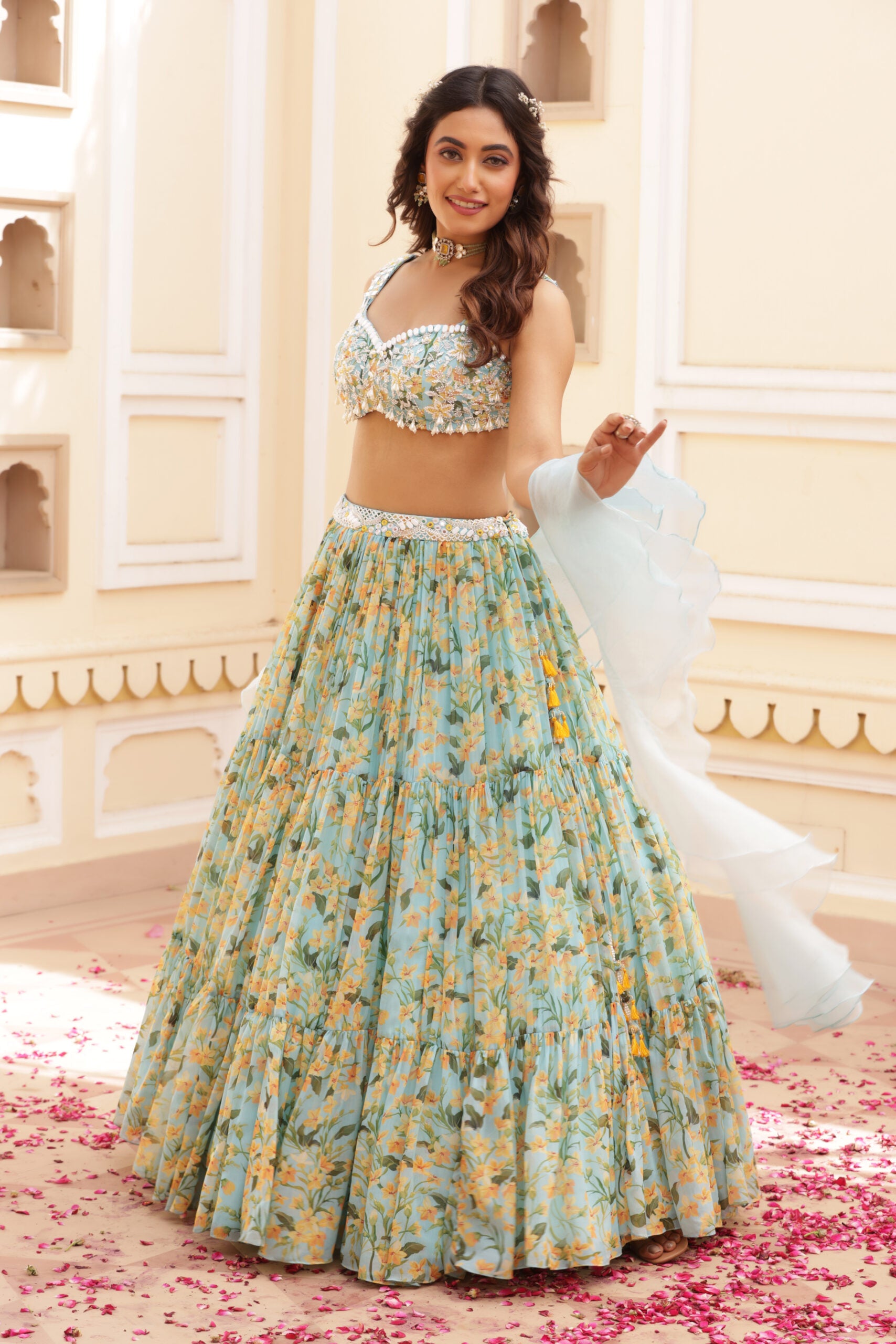Three Tier Embroidered Lehenga - Custom image