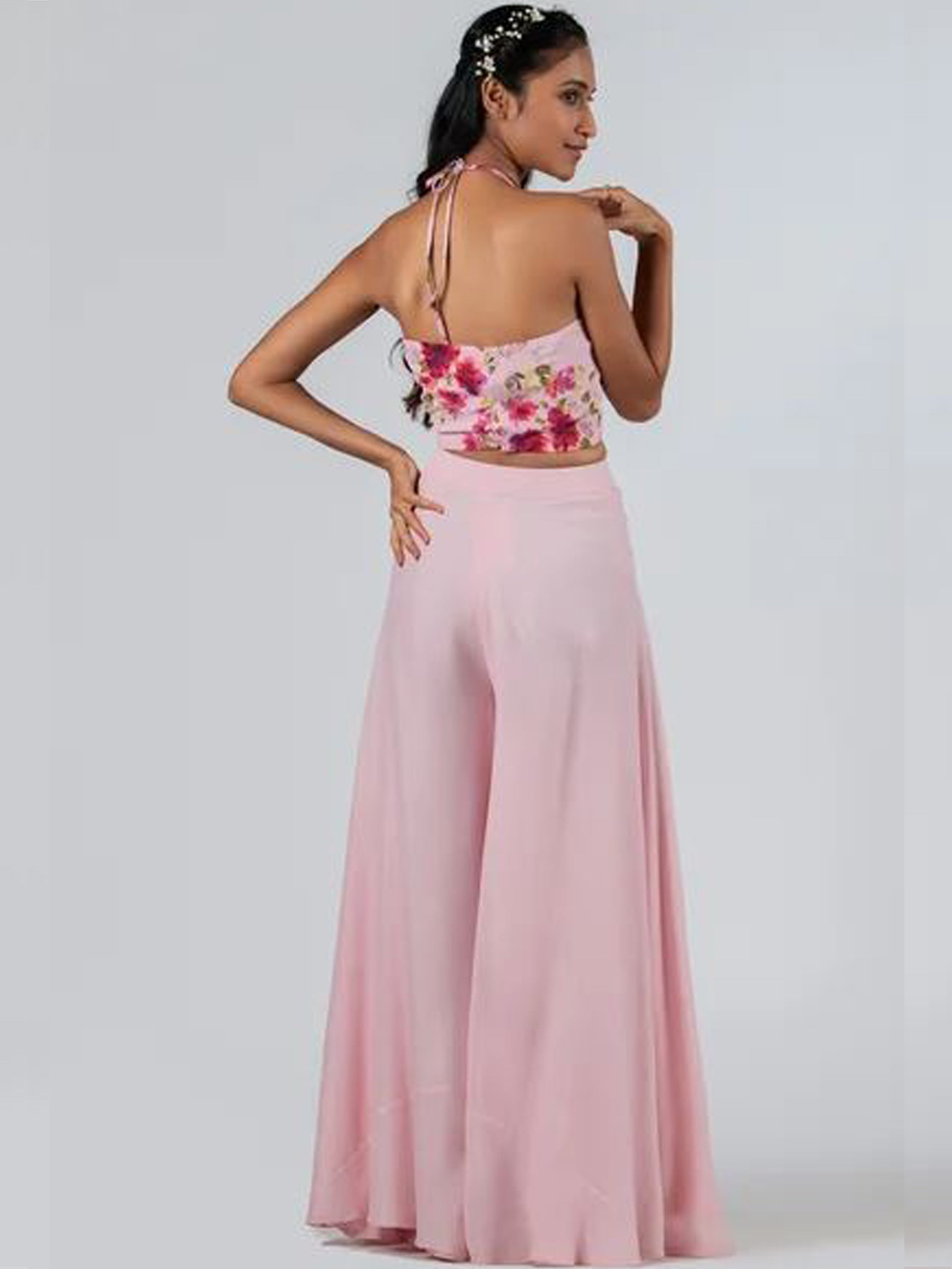 Light Pink Flared Pant Set image 2