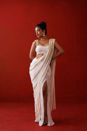 Ivory Slit Saree image 0
