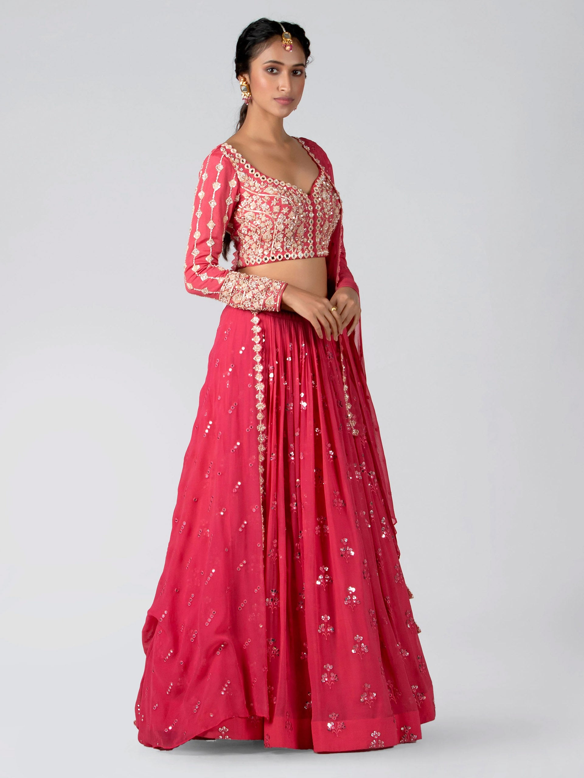 Bright Pink Mirror Lehenga Set image 3