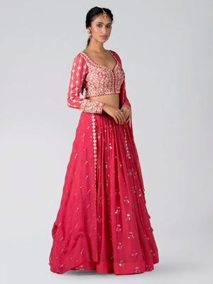 Bright Pink Mirror Lehenga Set image 3