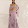 Lavender Bandhani Lehenga With Net Pallu image 0