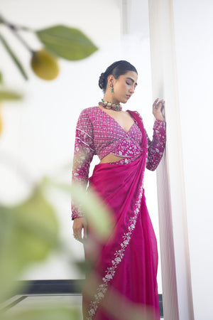 Magenta Katdana Saree image 1