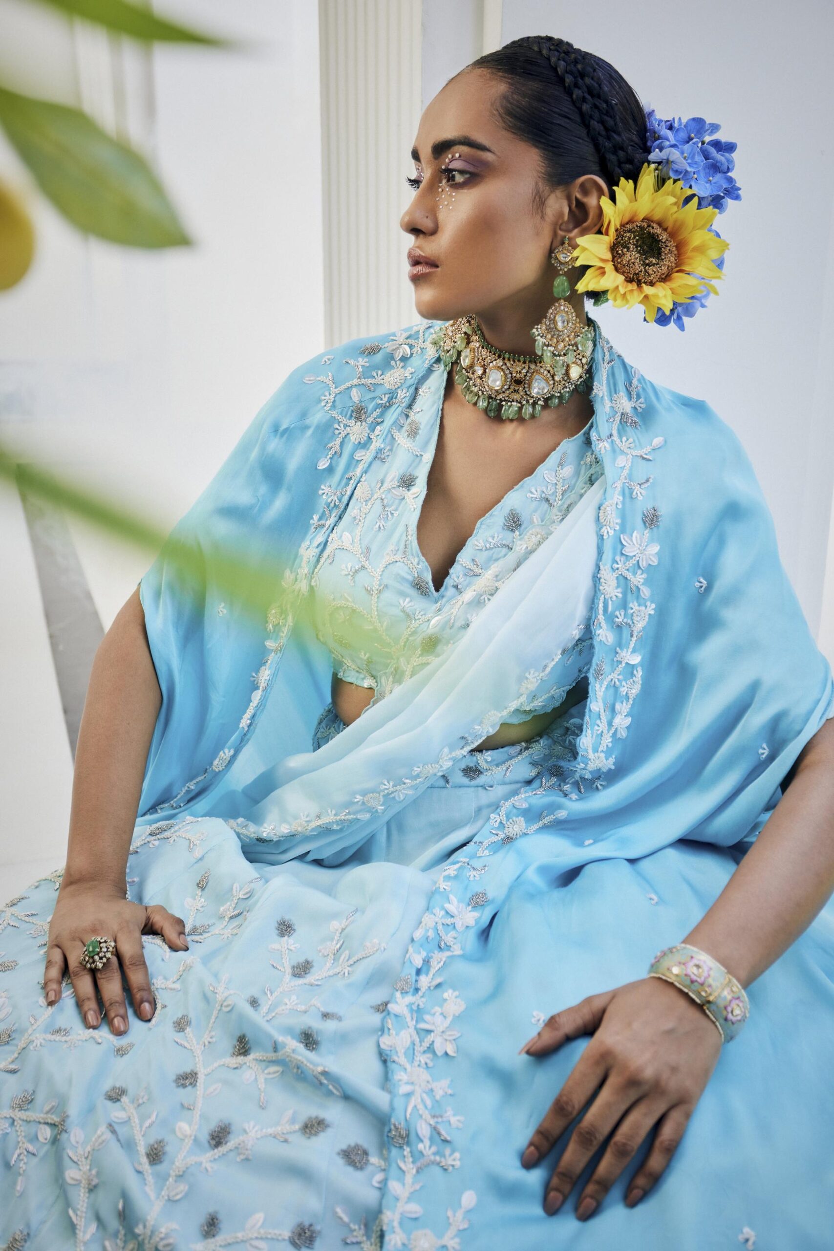 Blue Cape Lehenga Set image 6