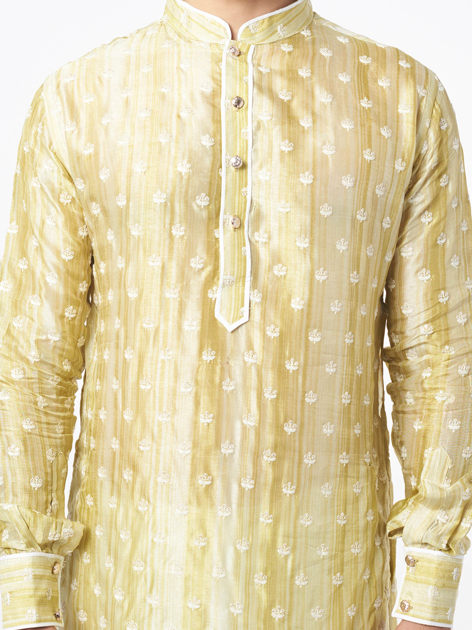Yellow Gold Silk Kurta Set image 1