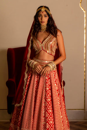 Rustic Red Bridal Lehenga Set image 4