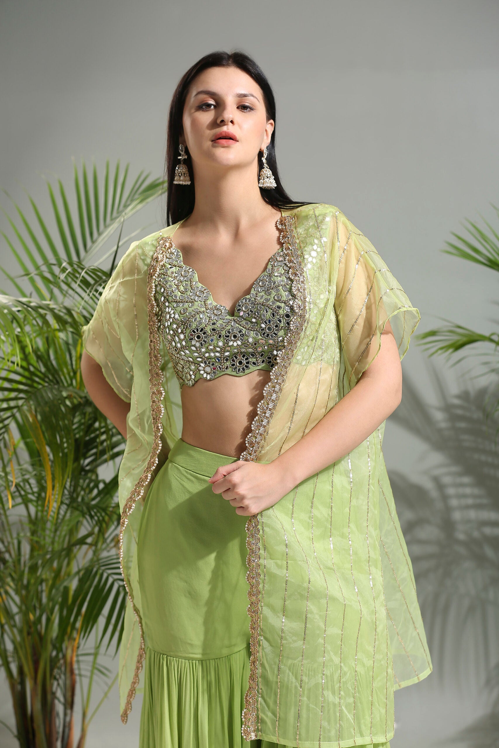 Olive Green Sharara Set image 4