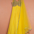 Lemon Yellow Anarkali Set image 0