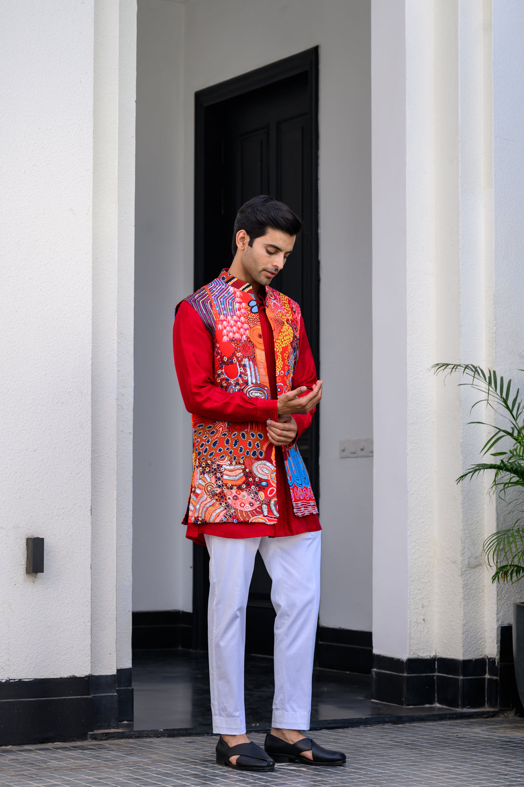 Dawn Highlighted Half Jacket Paidwan With Pants image 1