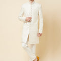 Classic White Embroidered Sherwani Set image 0