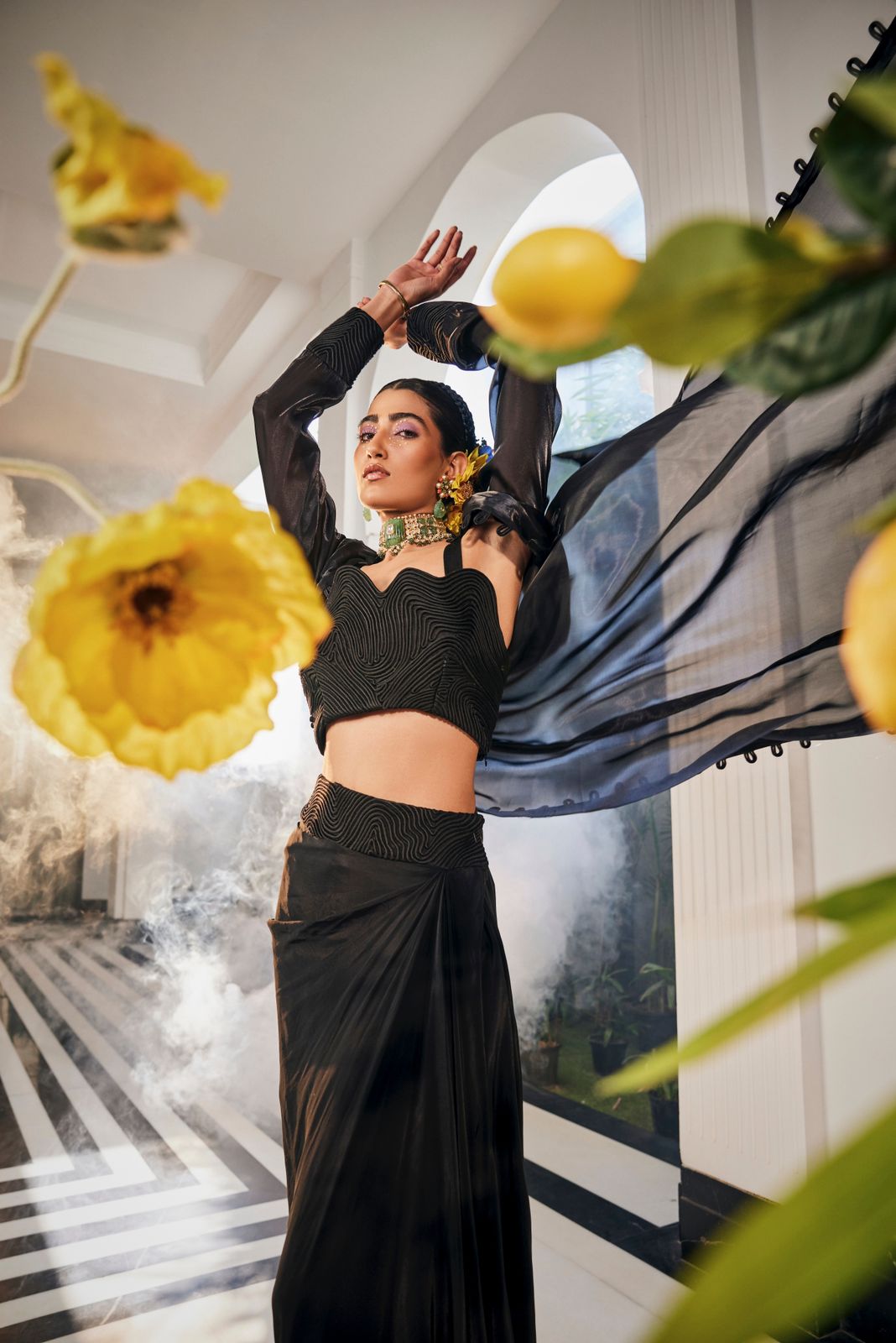 Cord Work Pick Up Skirt With Jacket image 1