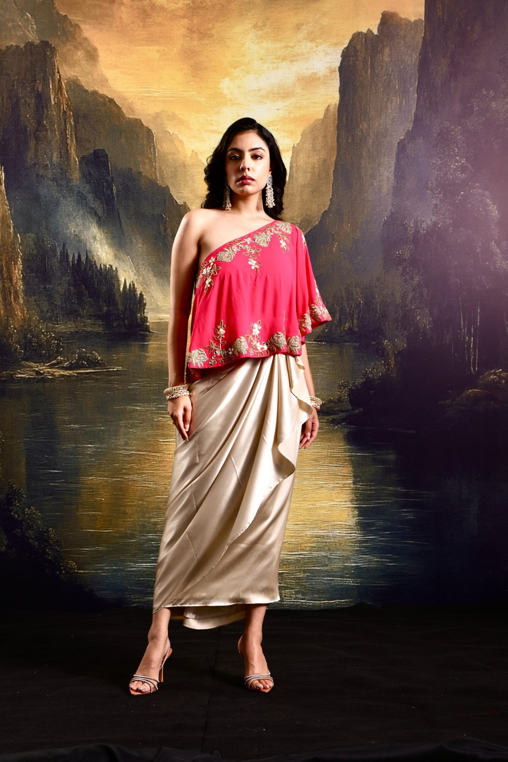 Gulaab Cape and Draped Skirt Set - Custom image