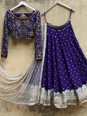 Purple Georgette Lehenga - S image
