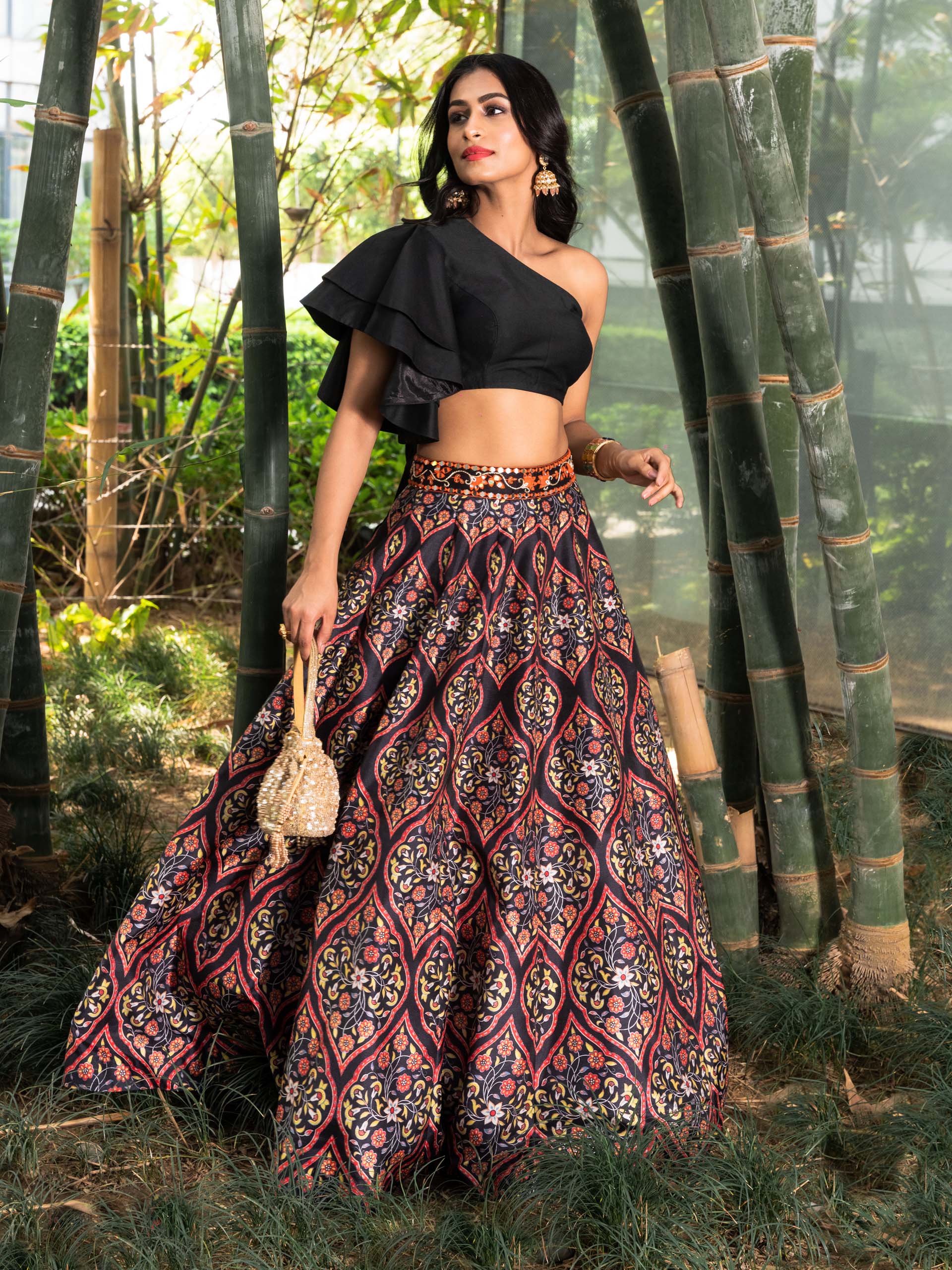 Black Kaya Printed Lehenga Set image 3