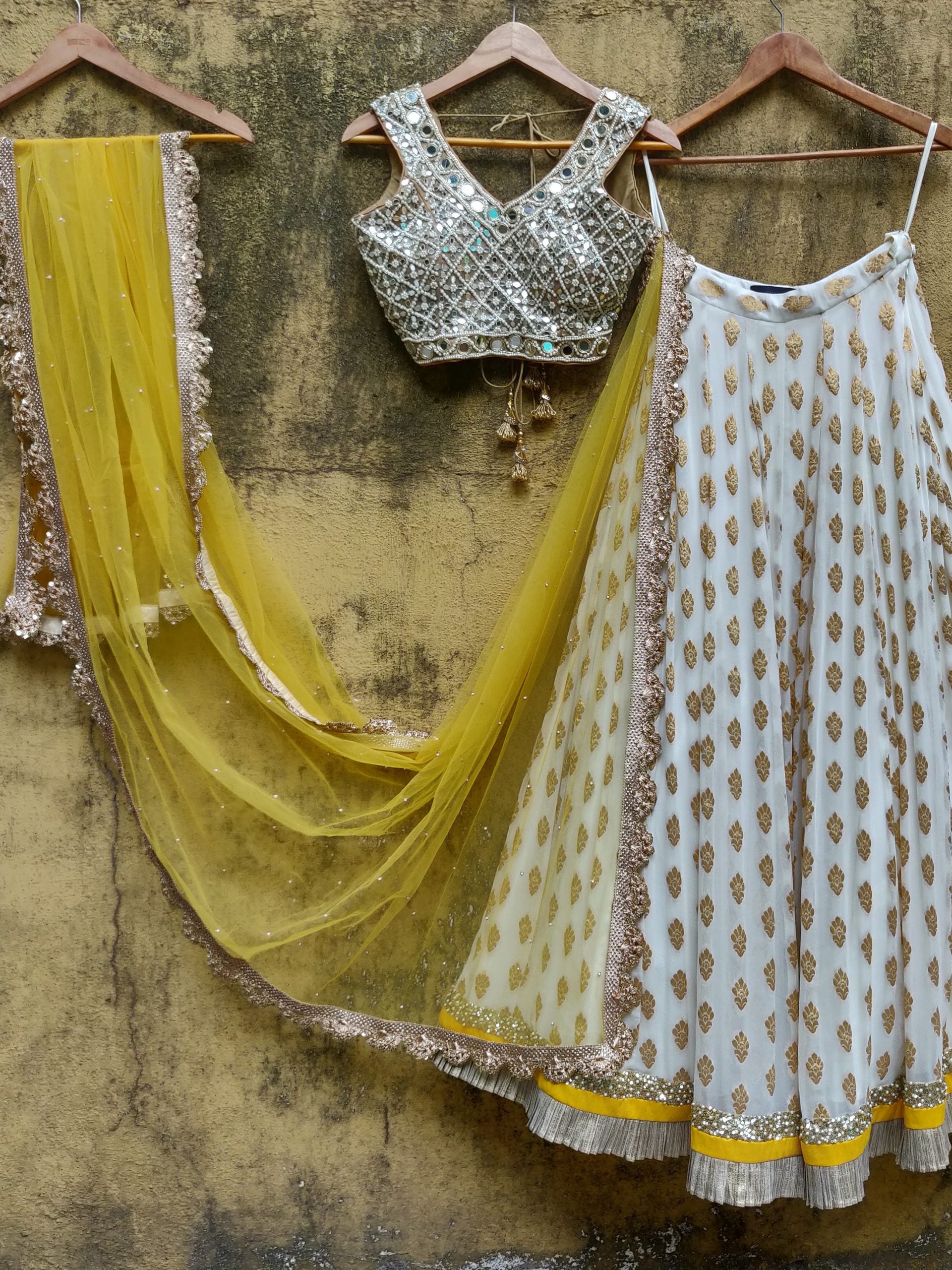 Ivory and Mirror Lehenga - S image