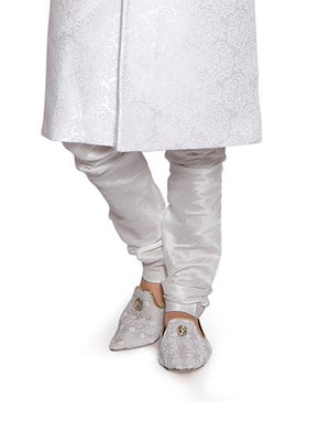 White Self Embroidered Sherwani Set image 2