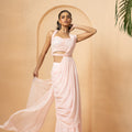 Baby Pink Embellished Drape Saree image 0