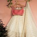 Ivory Radiant Sequin Lehenga with Pink Zardosi Blouse Set image 0