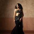 Fishtail Saree Black  Hand Embroidered Georgette Saree image 0