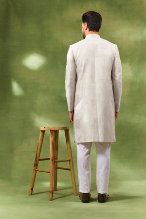 Cream Heavy Embroidered Sherwani Set image 3