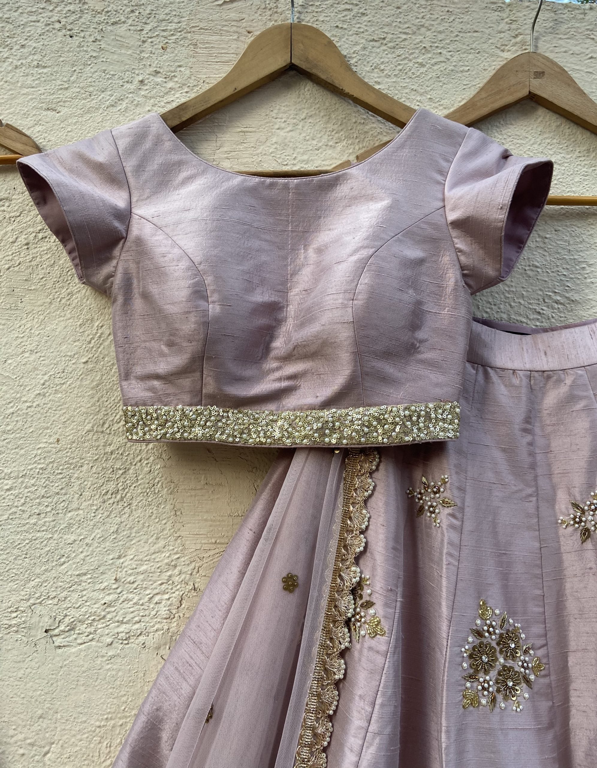 Lavender Raw Silk Lehenga image 3