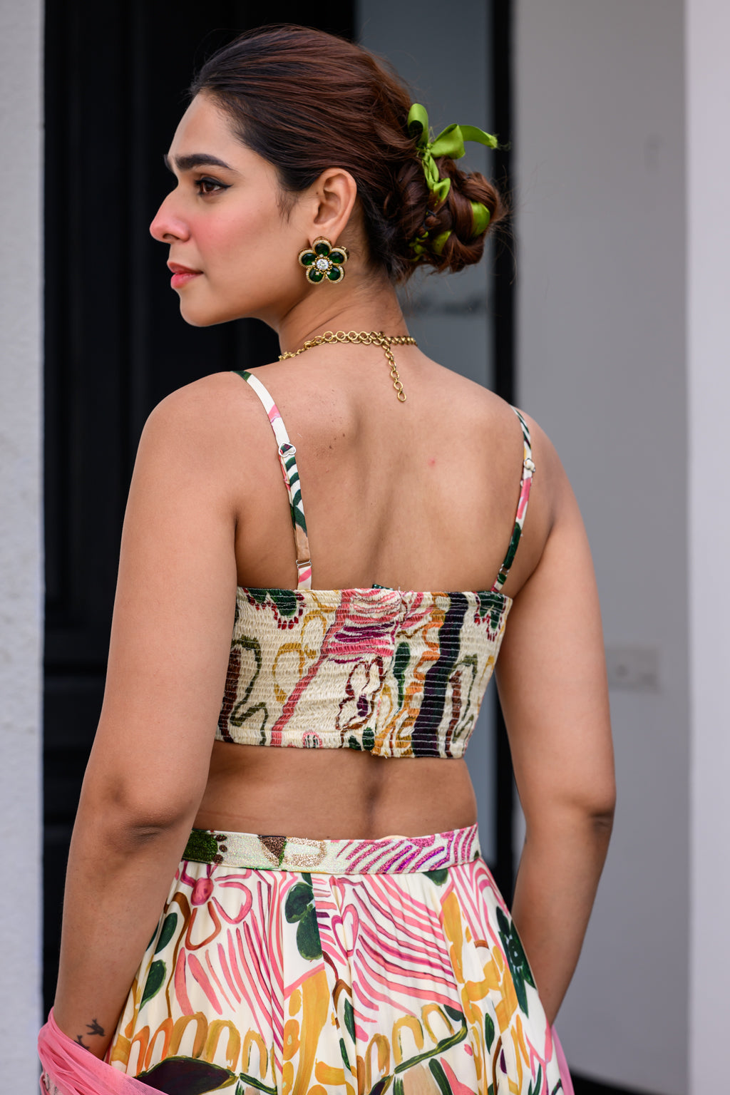 Flora Metallic Highlighted Lehenga Paidawn With Metallic Highlighted Blouse And Highlighted Applique Dupatta image 3