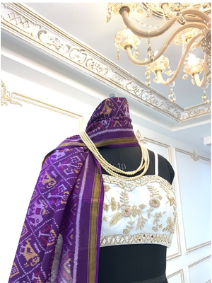 Off White Lehenga With Purple Dupatta image 2