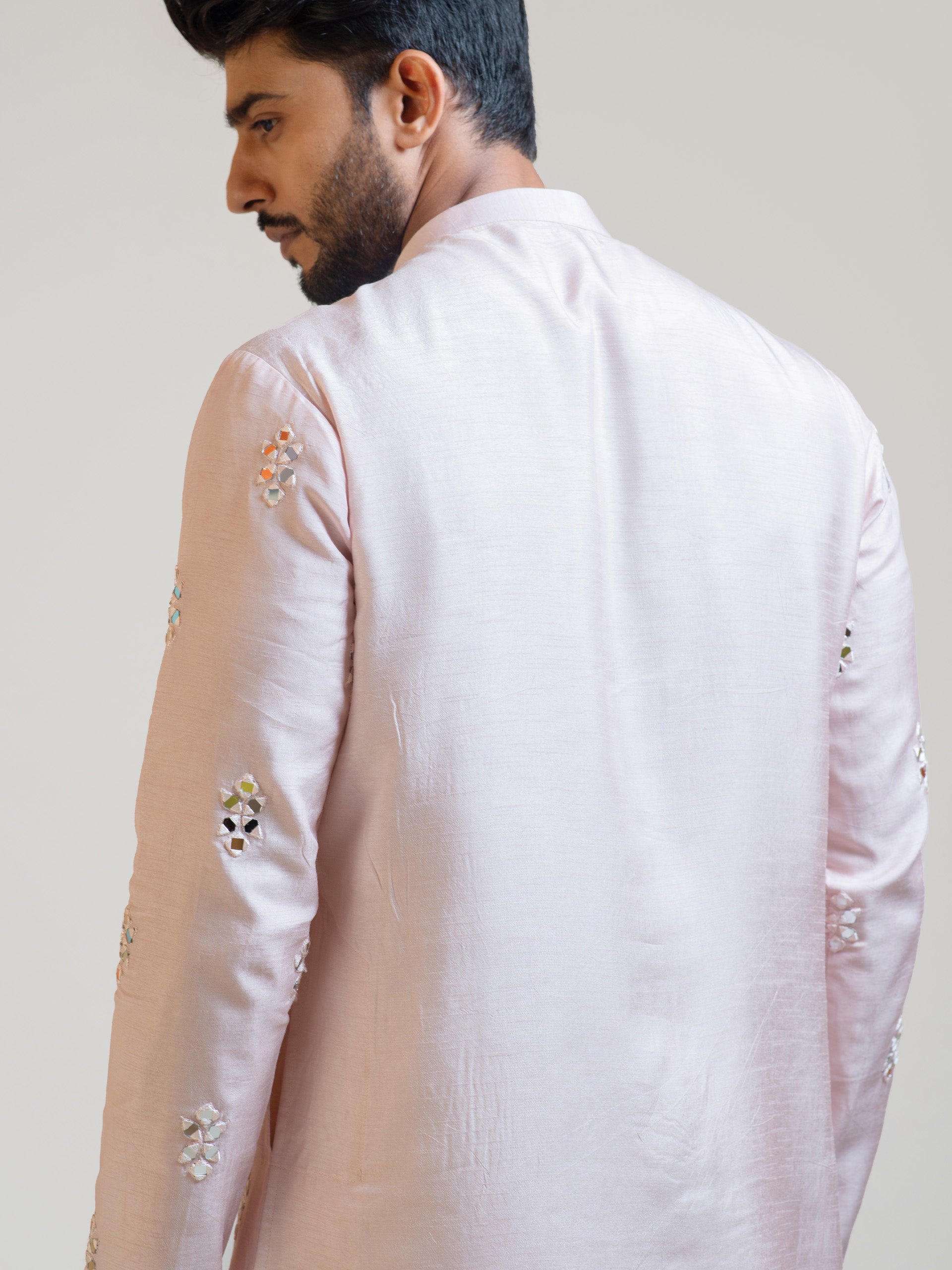 Baby Pink Mirror Work Kurta Set image 3