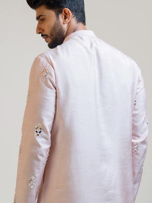 Baby Pink Mirror Work Kurta Set image 3