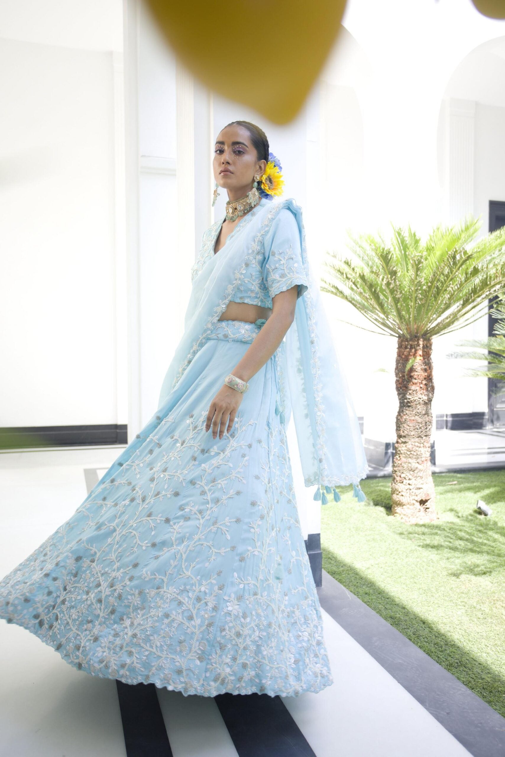 Blue Cape Lehenga Set image 4