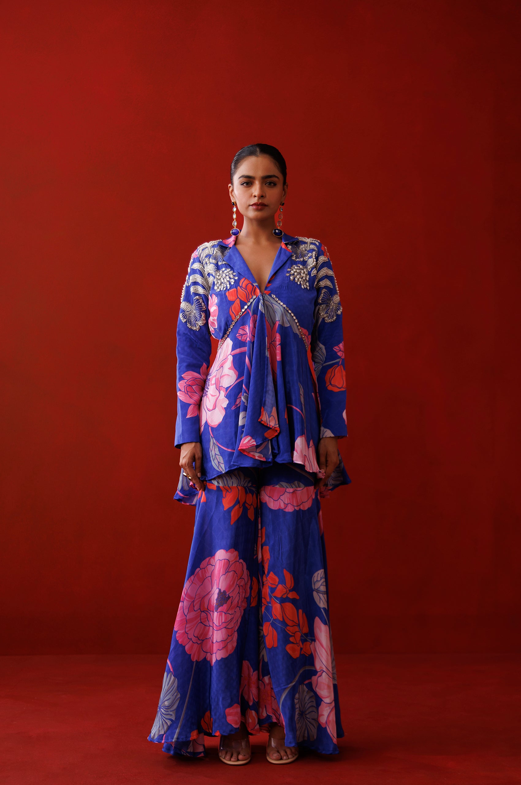 Blue Ruffle Blazer Set image 1