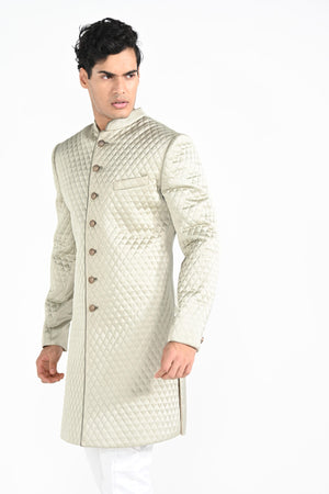 Sage Mint Green Quillted Achkan Set image 6