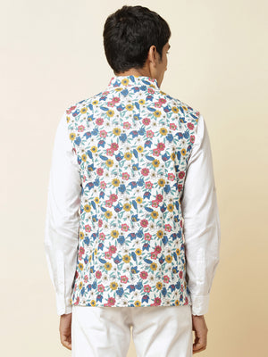 Multicolored Floral Print Bundi Jacket image 2