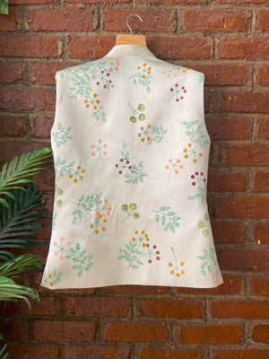 Floral Hand Painted Kurta and Bundi Set image 1