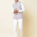 White Floral Print Bundi Jacket image 0