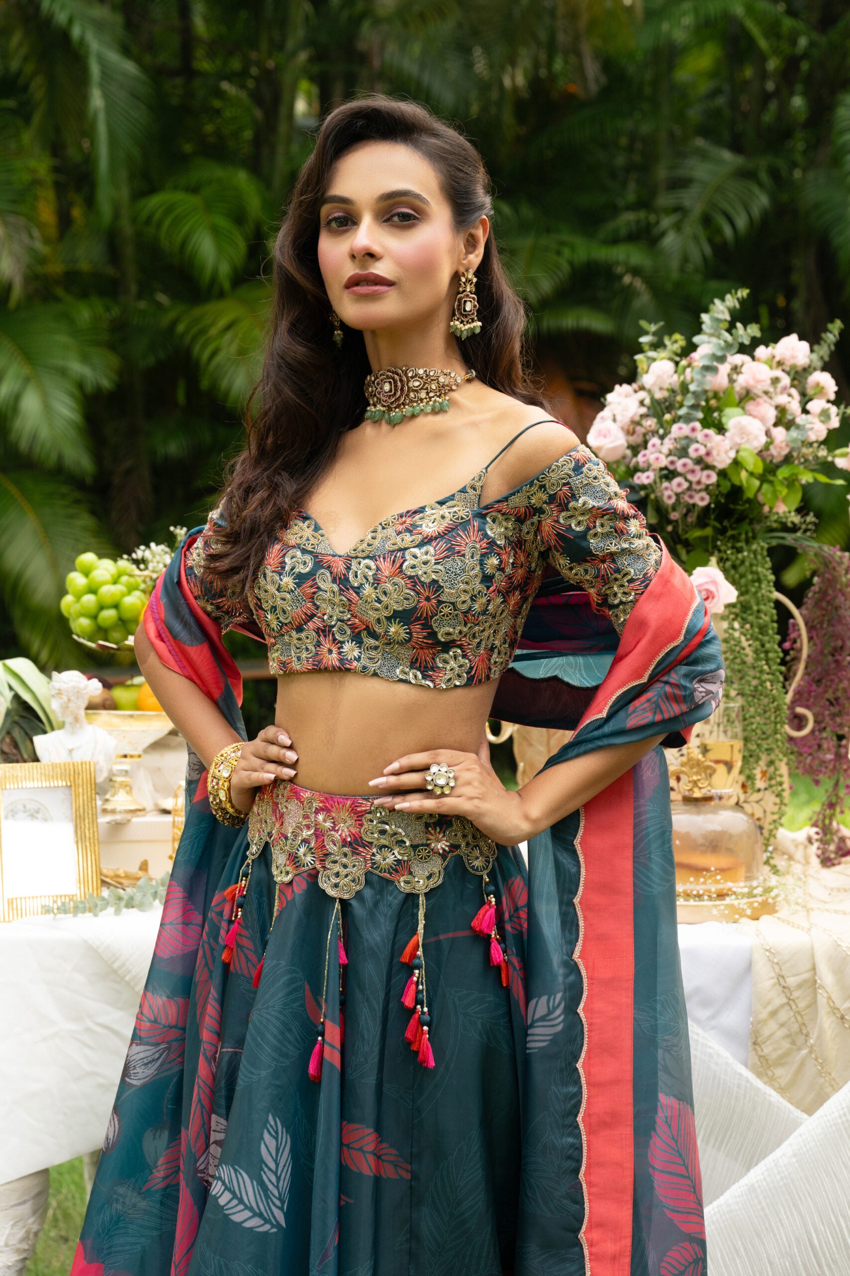 Teal Glow Ghagra Set image 3