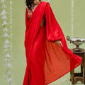 Hot Red Pre Draped Saree Set image 0