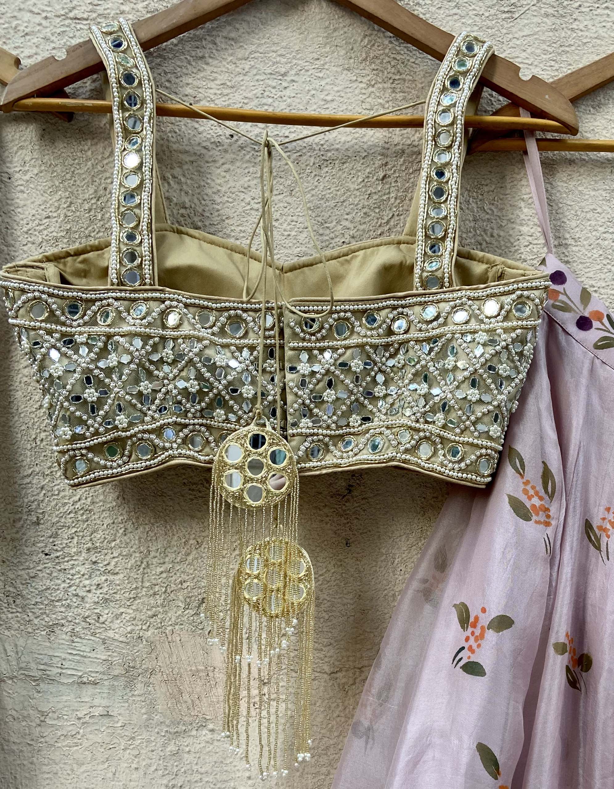 Lavender Handpainted Lehenga Set image 2