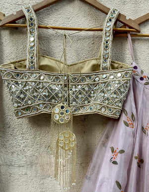 Lavender Handpainted Lehenga Set image 2