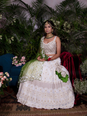 Ivory Chikankari Lehenga - L image