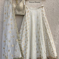 White Multi Kali Lehenga with Threadwork Blouse image 0