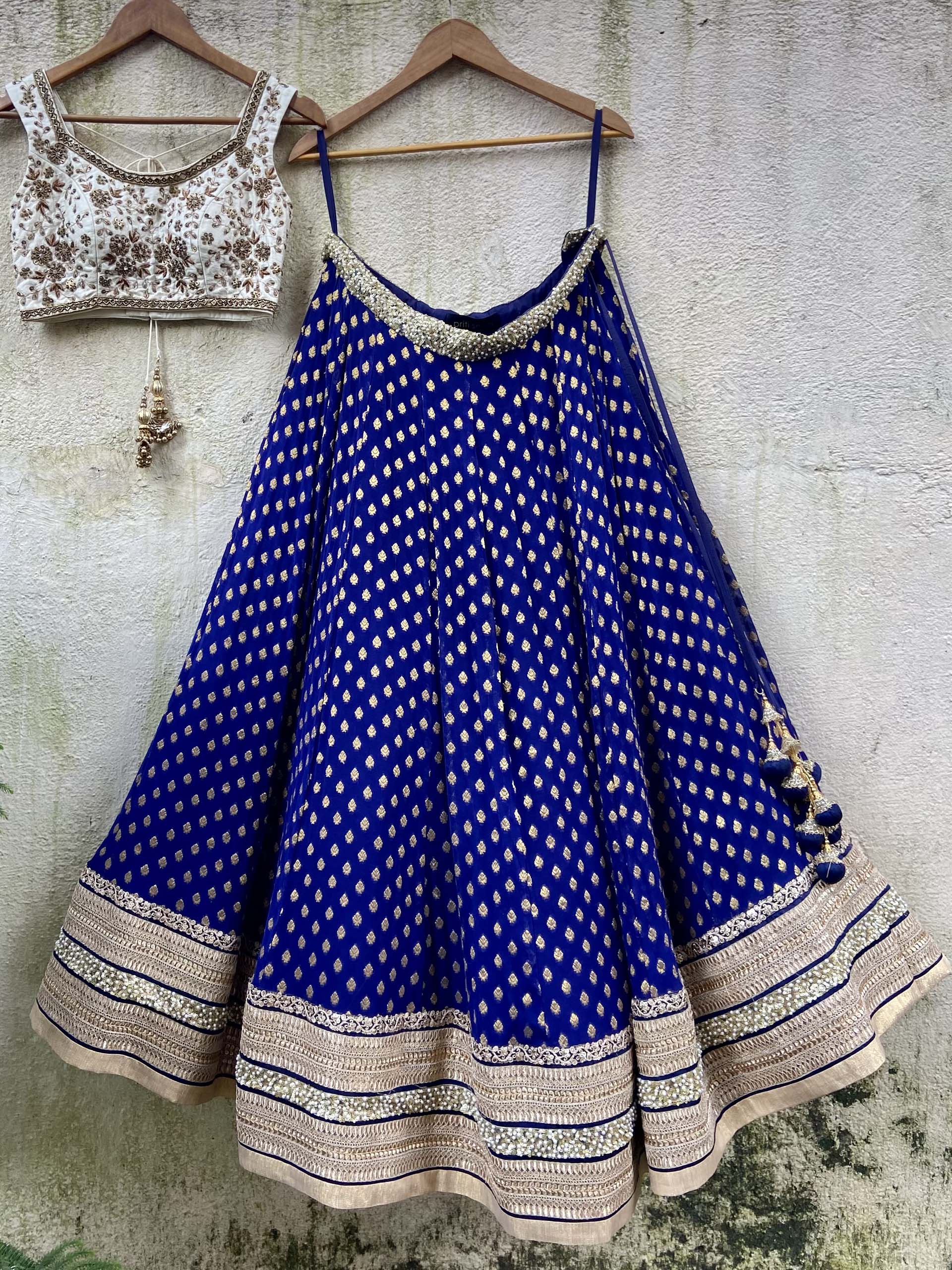Deep Blue Embroidered Lehenga Set image 3