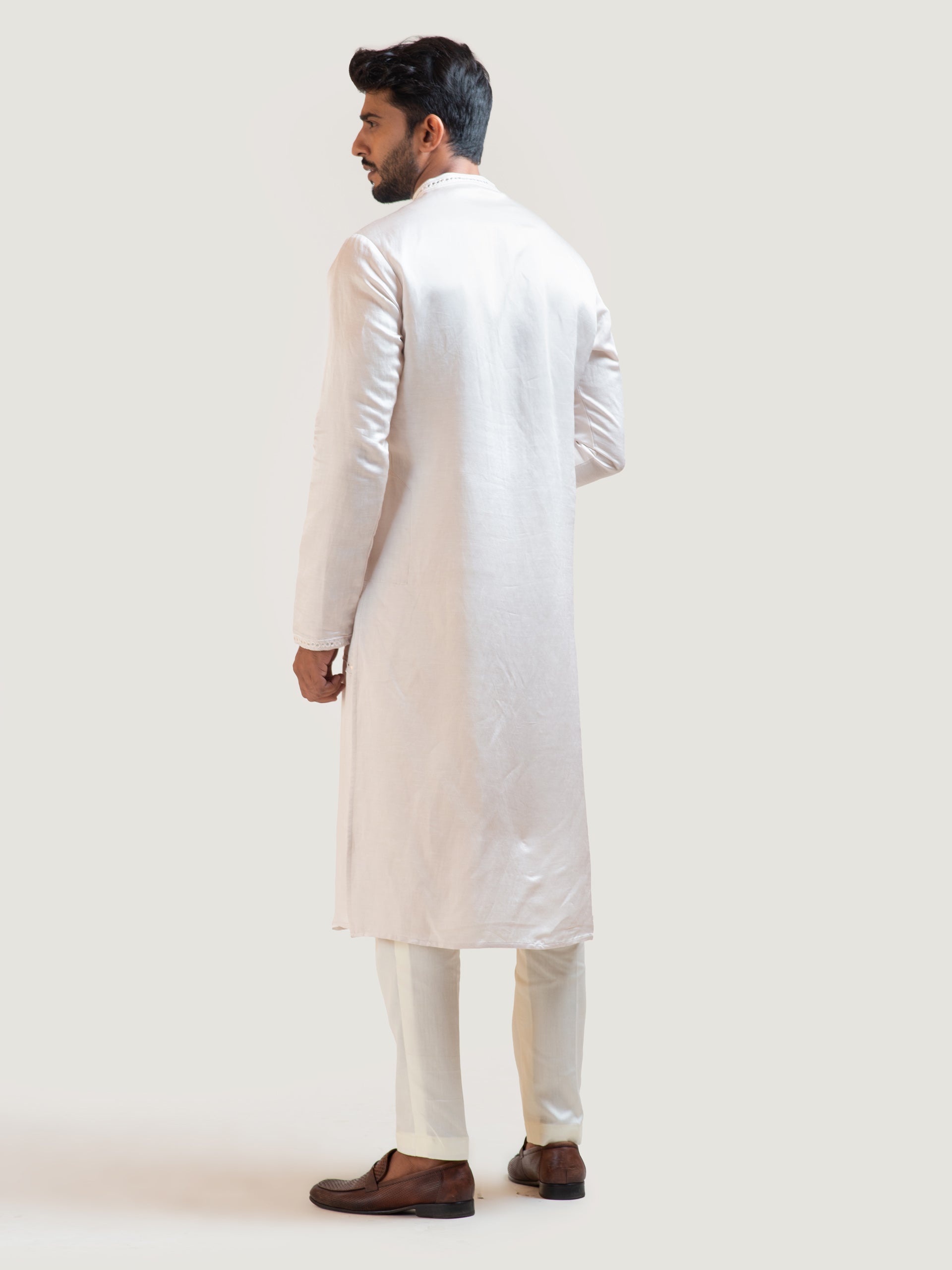 Mirror Work Long Jacket Kurta Set image 3