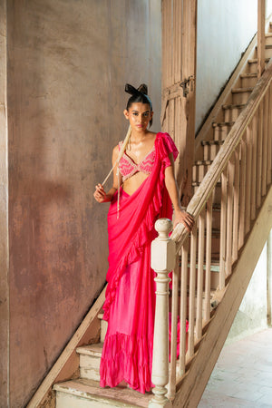 Rosy Draped Saree - S image