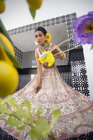 Light Pink Dabka Lehenga Set image 3
