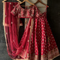 Red Bridal Paisley Work Lehenga image 0