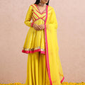 Yellow and Fuchsia Sharara Set image 0